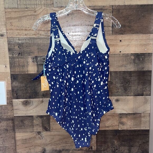 Kona Sol Navy & White Sotted One Piece Swimsuit, NWT - Picture 7 of 10